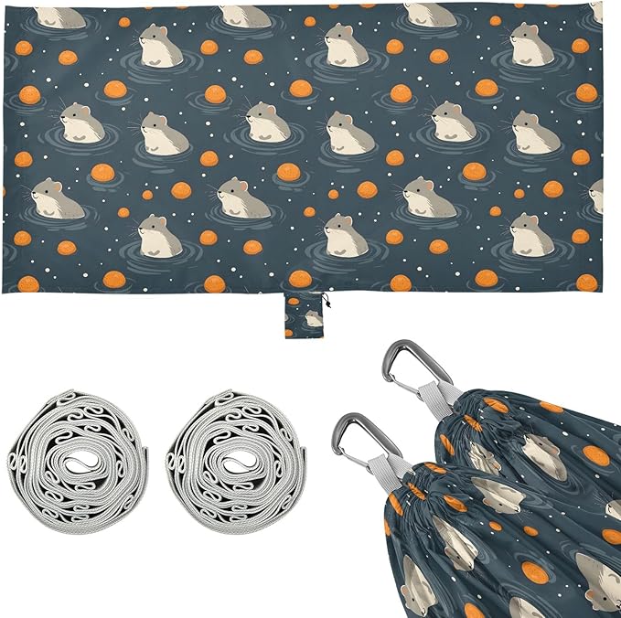 Camping Hammock Outdoor Hammocks for Outside Hamsters Oranges Beach Trees Portable Lightweight with Pockets Tree Straps Indoor Small