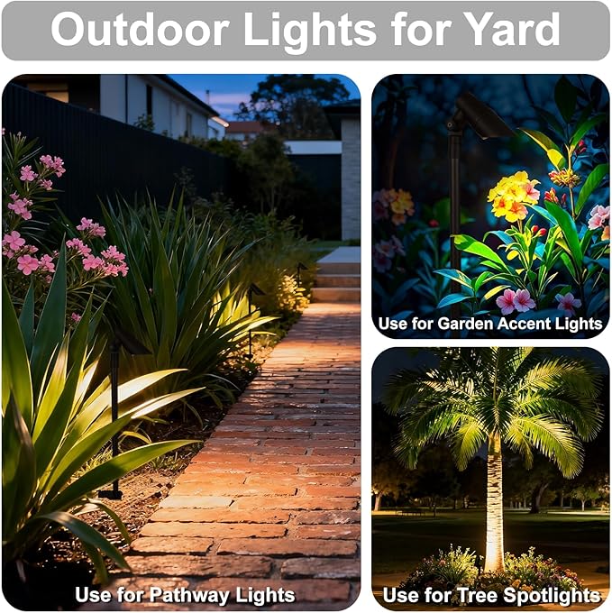 Mini LED Landscape Spotlights, 16'' Tall Pole, 5CCT 5W 12 Volt Wired Low Voltage Bronze Landscape Small Spot Lights for Outdoor Tree Flag House Pathway Driveway, 60° Beam Angle, 6PK