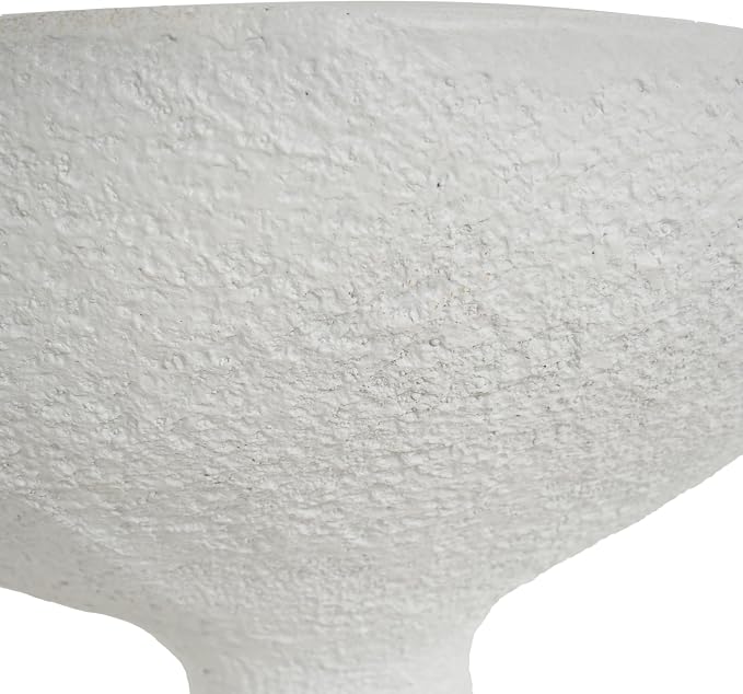 Merax Small Outdoor Patio Side Table, Modern MGO Accent End Table for Indoor Outdoor, 20.87" Height Small Round Patio Coffee Table with Vase-Shaped Base, No Need Assembly, White Textured Stone-Look