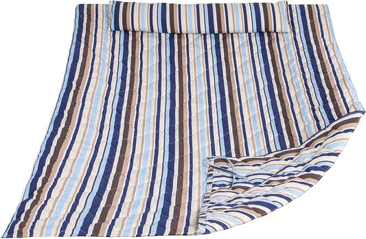 ANOW Outdoor Hammock Pad and Pillow Set, Quilted Hammock Pad Replacement, Blue Stripes
