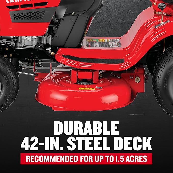 CRAFTSMAN 42" Gas Riding Lawn Mower with 17.5 HP* Briggs and Stratton Single-Cylinder Engine, Gas Lawn Tractor with 7-Speed Transmission, Red/Black (13AN77XSA93)