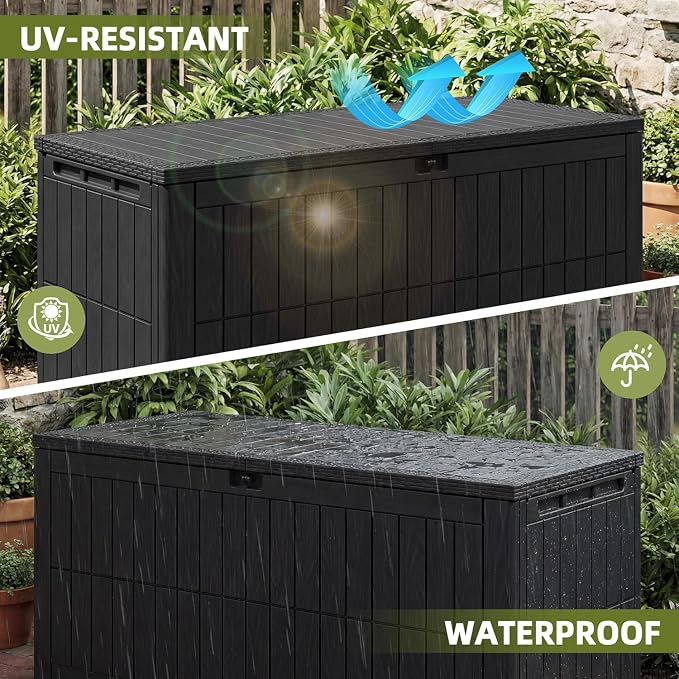 UDPATIO 220 Gallon Deck Box Outdoor Storage Box Lockable Waterproof Indoor Outdoor Storage Container for Patio Cushions, Garden Tools, Package Delivery Boxes for outside