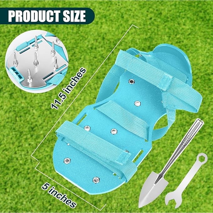 Miuwauer Lawn Aerator Shoes (Upgrade Version (Aluminum Alloy Sole), Blue-Blue)