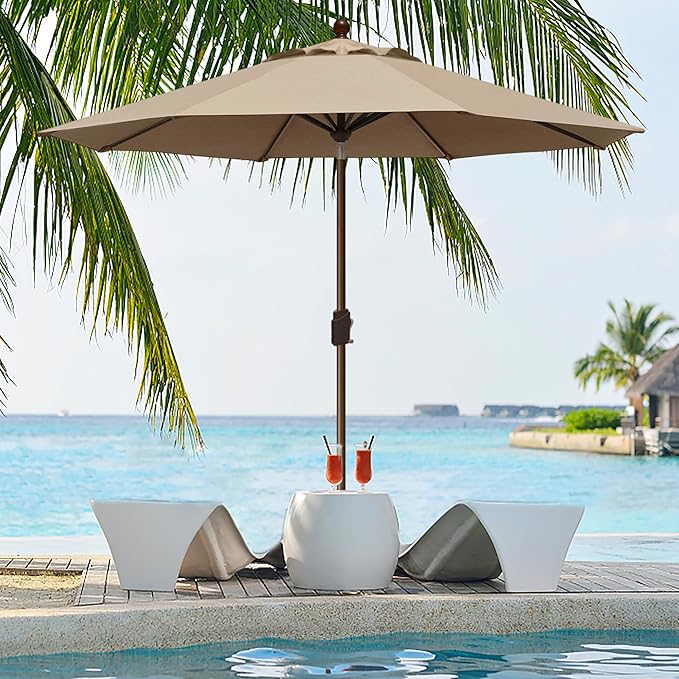 EliteShade USA 10-Year-Non-Fading 9Ft Market Patio Umbrella, UPF 50+ UV Protection Performance Sun Umbrella, Heavy Duty Commercial Grade Outdoor Table Umbrella with Crank & Tilt, Windproof Vented Top for Garden, Pool, Deck and Outdoor Playsets,Heather ...