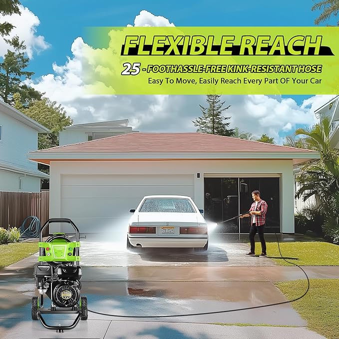 4200PSI Gas Pressure Washer 4.0GPM Gas Power Washer 209CC Gas Powered Washing Machine Commercial High Pressure Washer with 25ft Hose&5 Nozzles for Patio Garden Yard Vehicle,EPA/CARB/ETL