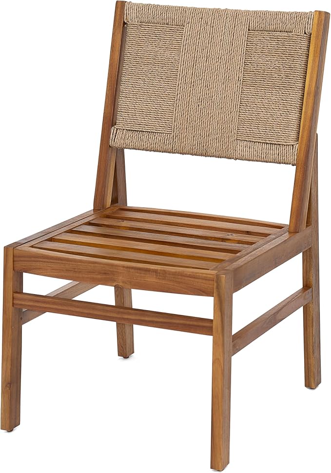 Christopher Knight Home Arly Acacia Wood Patio Dining Set for 6, Solid Wood Outdoor Dining Table Set for 6, 7 Piece Outdoor Dining Set with Rectangular Table and Wicker Backrest, Teak+Cream