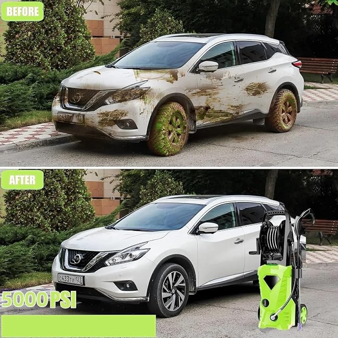 5000PSI Electric Pressure Washer 2026 2.8GPM High Power Washer with 4 Pressure Nozzle and Soap Bottle for Home, Car Washing, Fence Cleaning, Patio (Green)