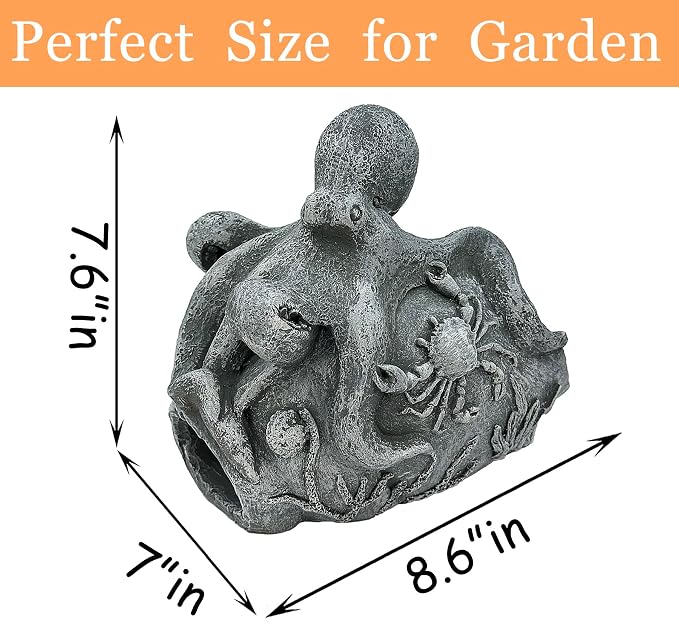 Teaeeno Real Octopus Gutter Downspout Extension Decor,Animal Gutter Downspout Decorative,3''x4'' Downspout Extender Diverter Splash Block Sculpture Outdoor Decor,Outdoor Garden Animal Statue Ornament