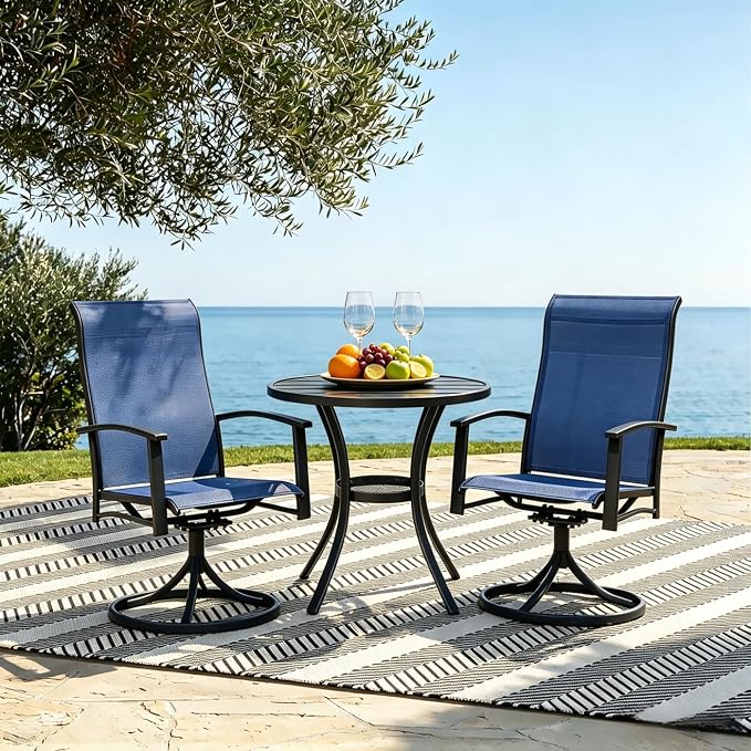 Outdoor Swivel Rocker Dining Chair Set of 4, All Weather Patio Dining Chair with Textilene High Back and Metal Frame, Backyard, Lawn Garden and Deck Porch Patio Furniture Set