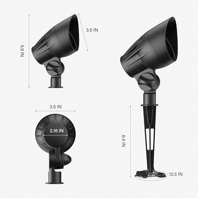 GOODSMANN Low Voltage Spotlights Landscape Lighting 5W LED Outdoor Floodlights 2700K Warm White Replaceable LED Outside Hardwired Lighting with Metal Stake Cable Connector