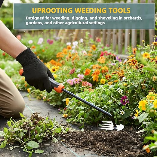 Weed Puller Tool, Durable Garden Weeder, Dual-Purpose Manual Weed Remover with Manganese Steel Teeth, Portable Uprooting Tool for Vegetable Gardens & Backyard