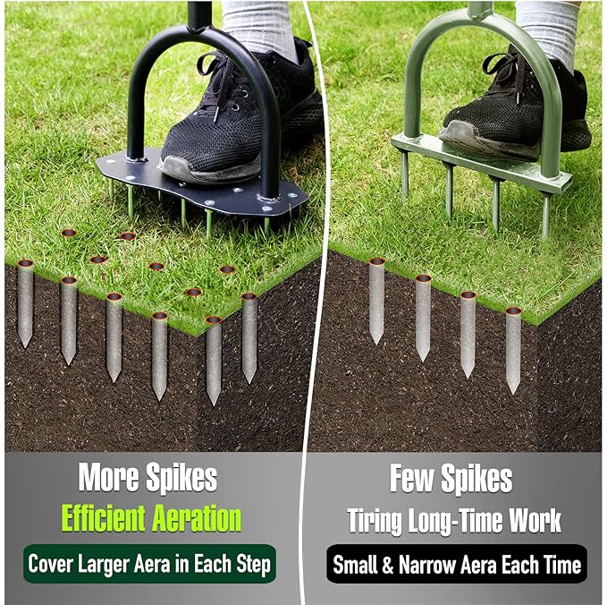 Jardineer Lawn Aerator Tool, Updated 36" Spike Aerator Lawn Tool with Longer Spikes, Pre-Assembled Manual Grass Aerator for Lawn Aeration, Soil Aerating