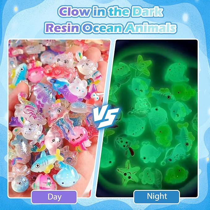 100PCS Ocean Animal Mystery Blind Bag Mini Resin Animals Variety Pack, Tiny Miniature Animal Figurines Bulk, Mini Resin Figures, Surprise Toys for Kids, DIY Crafts, Collectibles, Mini Toys Decorations