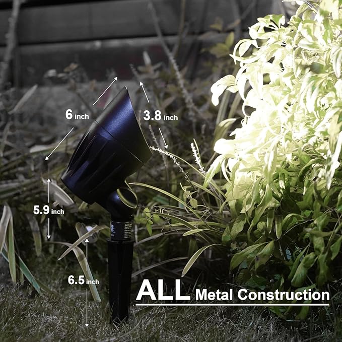 GOODSMANN Low Voltage Spot Light Landscape Lighting 5W LED 6500K for Outdoor Lighting with Metal Spike and Connector Garden, Pathway, and Driveway 9121-16102-01A