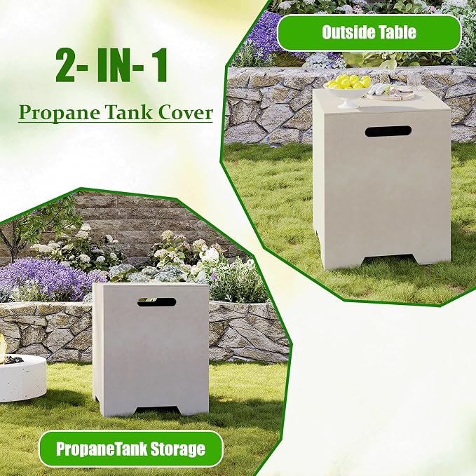 HOMPUS ABS Propane Tank Cover -10lbs Removable Panels,Multi-Functional Outdoor Side Table for 20lbs Tanks