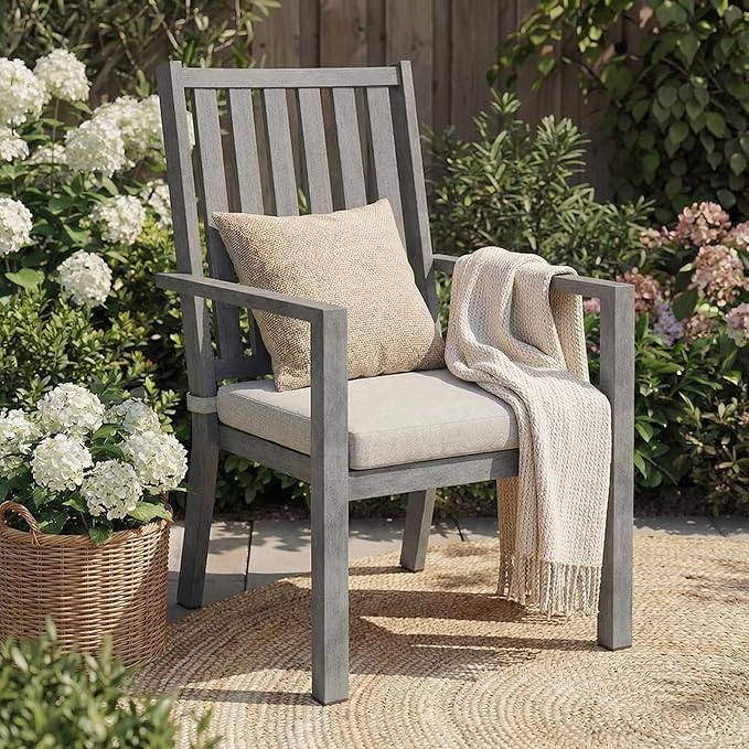 RoyalCraft Aluminum Outdoor Patio Chairs Set of 6, Outdoor Chairs with Waterproof Cushions, Outdoor Dining Chairs with Armrests, Metal Patio Furniture Set for Porch, Balcony, Deck, Backyard, Grey