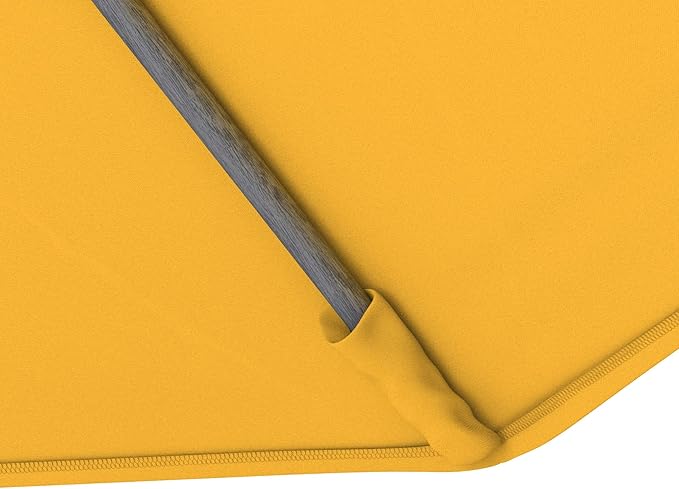 California Umbrella 11Ft Sunbrella Patio Umbrella, Fiberglass Ribs, Hand-Crank, Tilt-Collar, Gray Frame, Sunflower Yellow Fabric