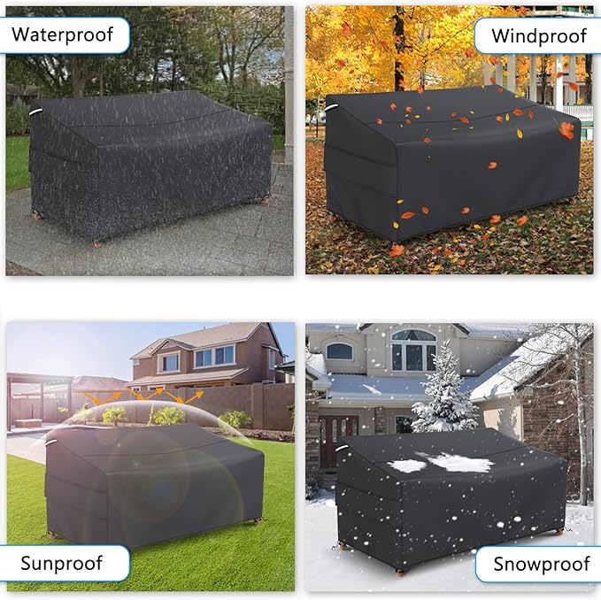 Gasadar Waterproof Outdoor Sofa Cover, 3-Seater Outdoor Loveseat Cover, 79" L×37" D×35" H, Heavy Duty 600D, Black