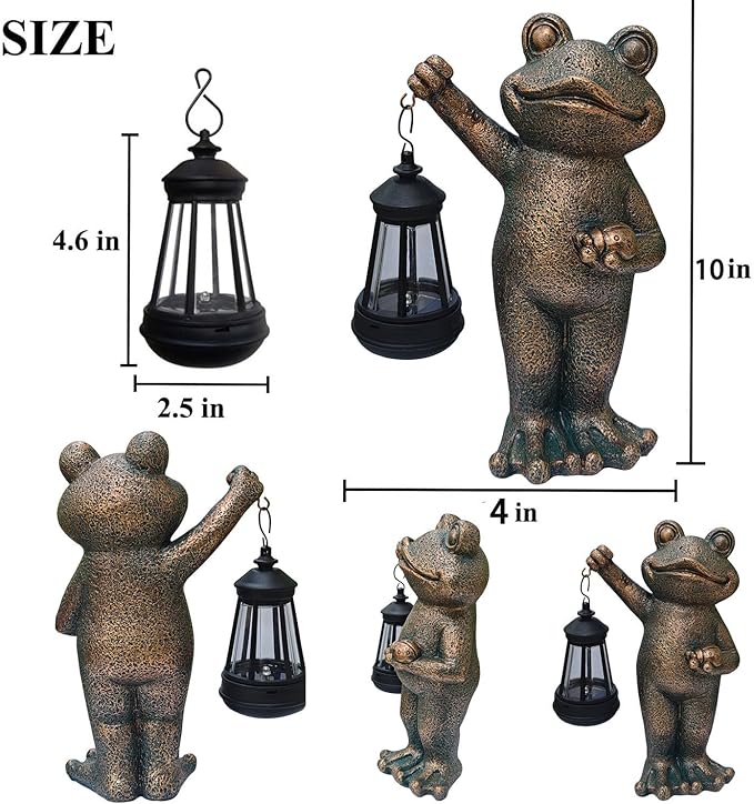 Garden Frog Statue Gifts Outdoor Fairy Garden Accessories Outdoor Lights Solar Garden Frog Decor Art Housewarming Gift for Patio,Yard,Lawn Ornament