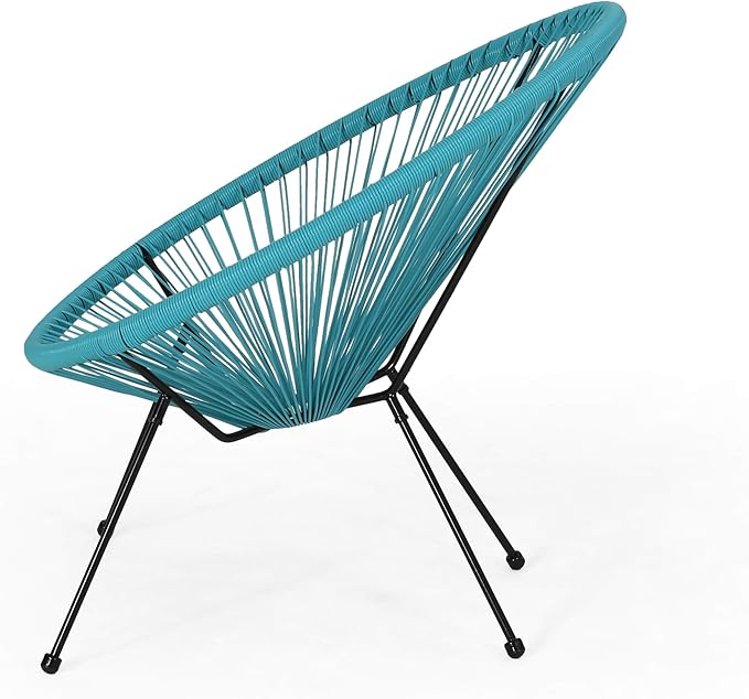 Christopher Knight Home Outdoor Hammock Weave Chair with Steel Frame (Set of 2) - Teal and Black Finish
