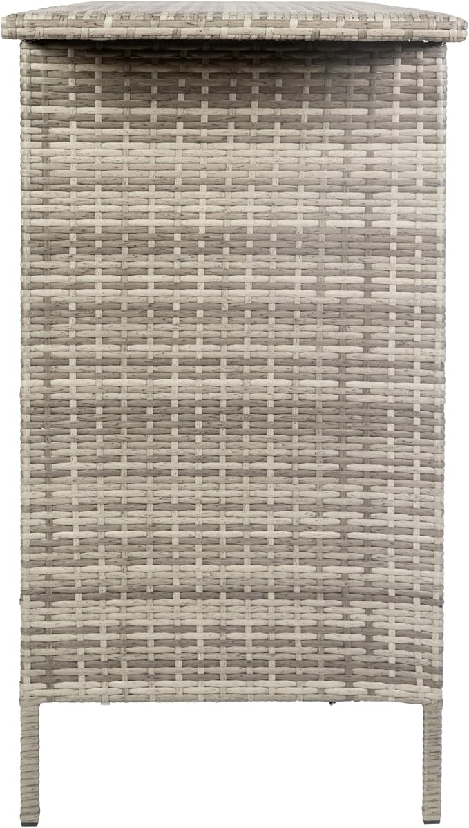 BizChair Indoor/Outdoor Patio Wicker Rattan Bar Counter Table with 2 Shelves, Gray