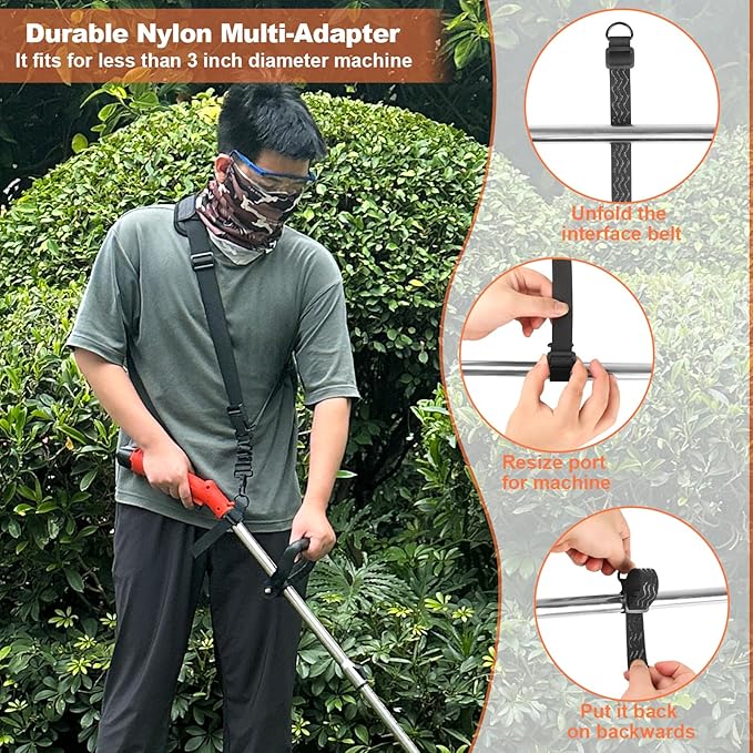 FIEIL Shoulder Strap for Weed Eater, Trimmer Shoulder Strap with Thicken 3D Air Cushion, Easy to Slide, Weed Eater Harness Compatible with String Trimmer & Leaf Blower (Reduced Stress)