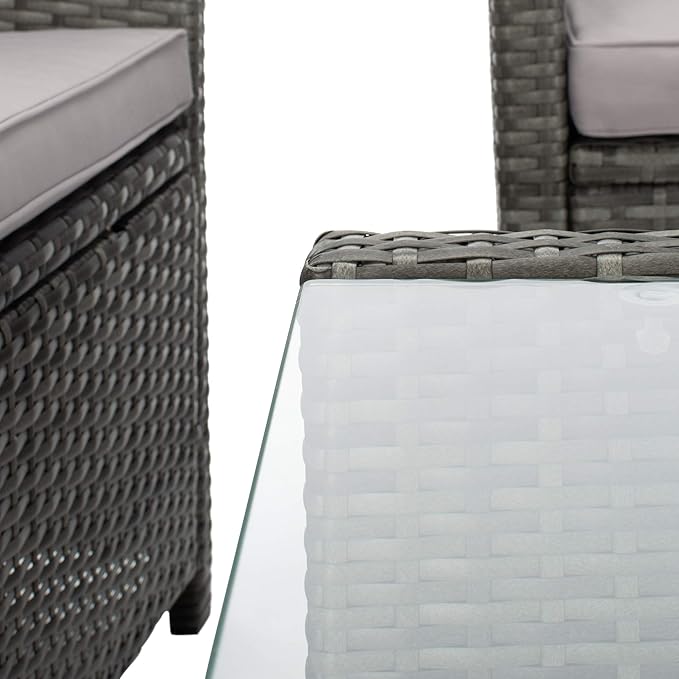 Safavieh PAT7516B Collection Vellor Grey 4-Piece Outdoor Living Patio Set, Grey/Grey