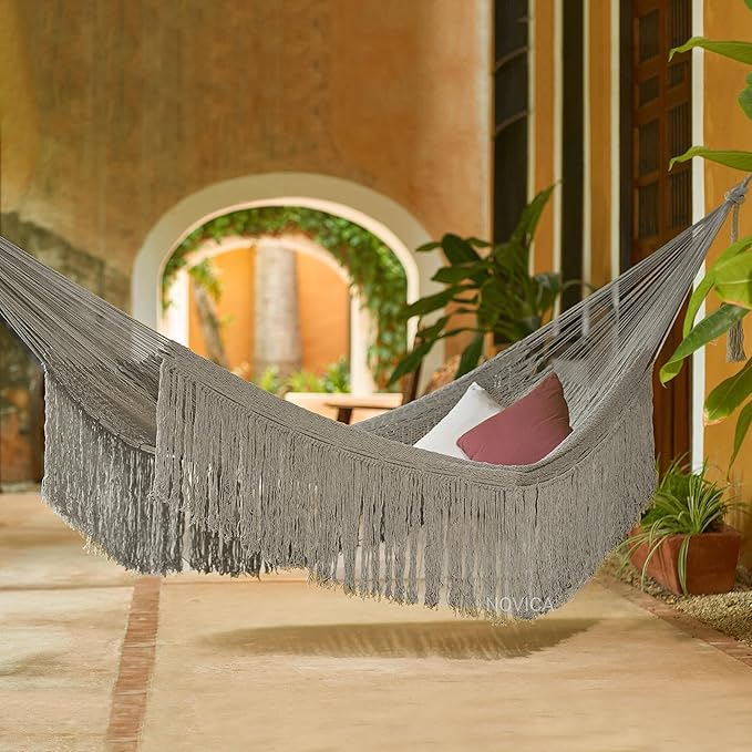 Novica Handmade Cascade in Grey Cotton Rope Hammock (Double)