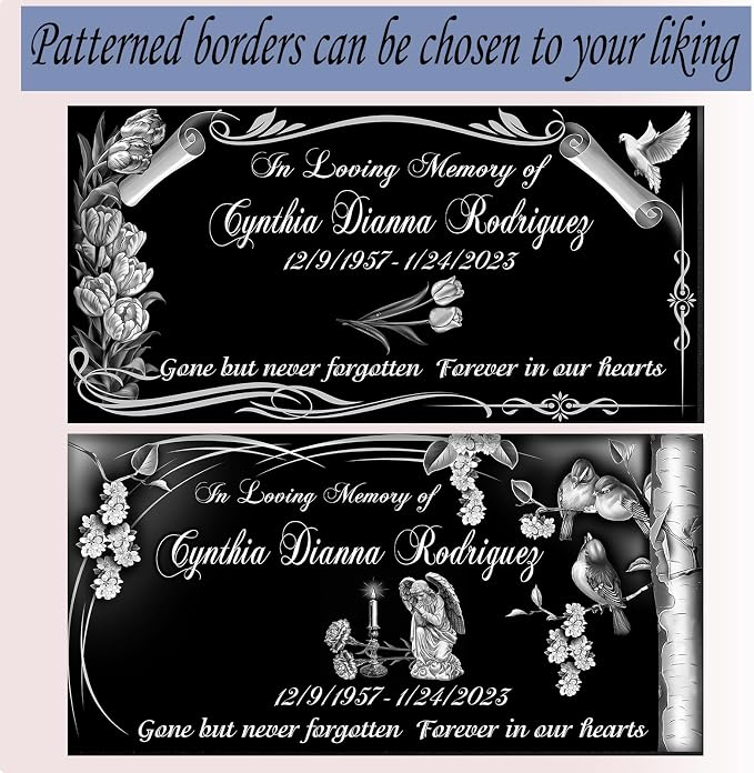 Personalized Memorial Granite Stone,Garden Memorial plaques for Outdoors,Headstones for Graves,Cemetery Marker,Memorial Stones,Grave Markers for Cemetery for Humans