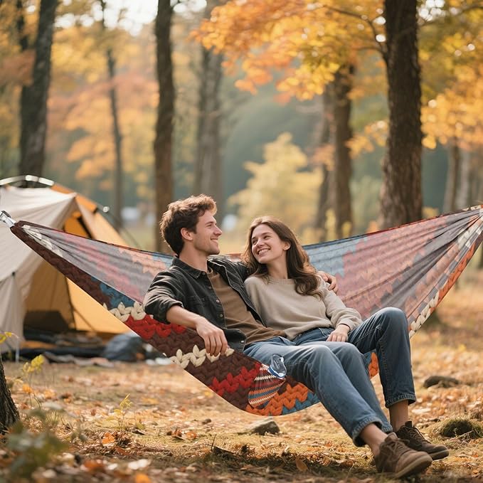Red and Blue Knitted Stripes 330lb Capacity Camping Hammocks with Hanging Rope Hanging Hammock for Outside Camping Essentials hamaca para Camping 0 a 24 Meses