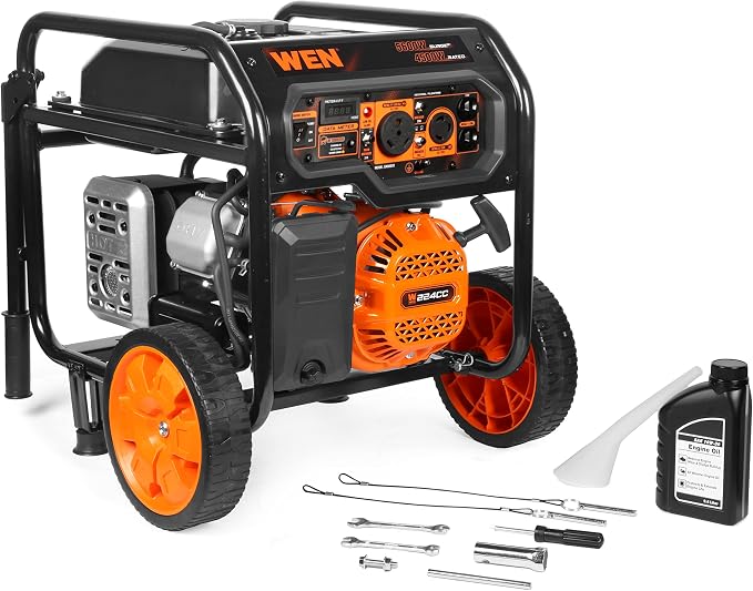WEN 5600-Watt Portable Generator, Electric Start, 224cc, Transfer-Switch and RV-Ready with CO Shutdown Sensor (GN5602X)