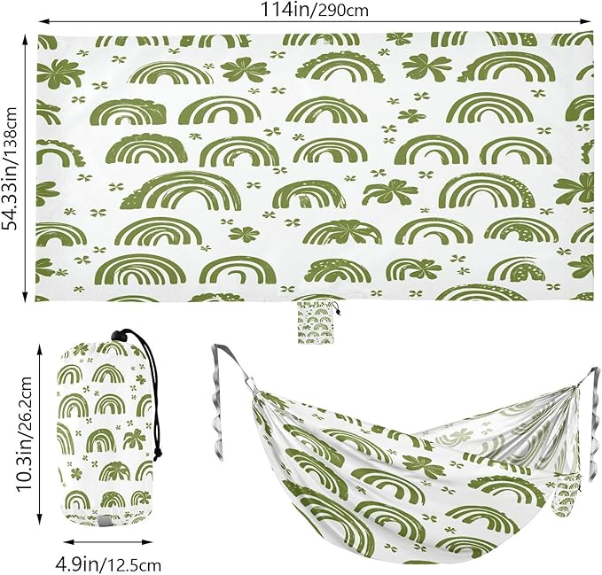 Hammocks for Outside Shamrocks Rainbows Camping Hammock Portable Hammocks with Tree Straps and Carry Bag Camping Accessories for Hiking Beach Outdoor