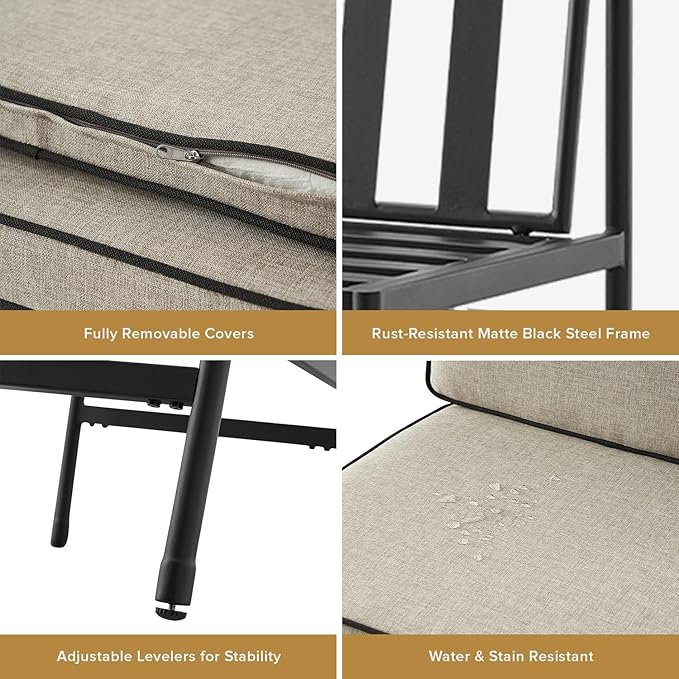 mopio Odelia 3 Piece Bistro Set 2 Dining Chairs, 1 Bistro Table for Living Room, Dining Room, Kitchen, Small Space, Sturdy BIFMA-Certified Rust-Free Metal Fram (Bistro Set of 3)