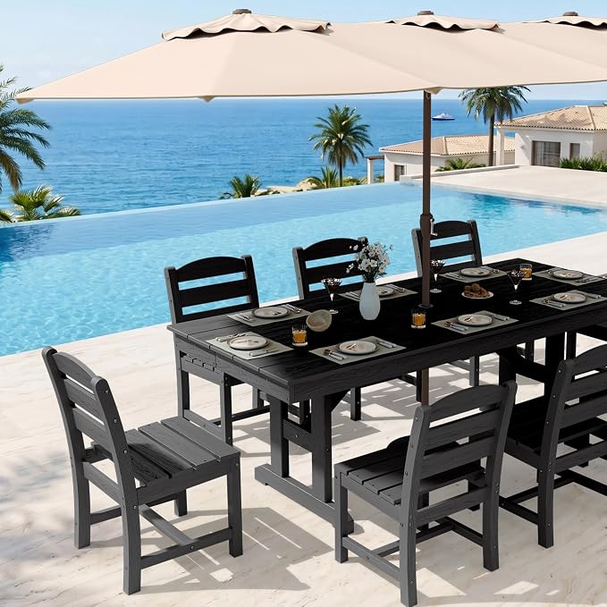 KINGYES Outdoor Armless Dining Chairs Set of 2,All-Weather HDPE Patio Chairs for Backyard,Pooside,Grey