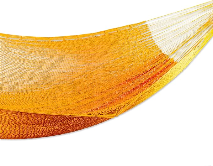 NOVICA Burnt Orange Hand Woven Cotton Mayan 2 Person XL Rope Hammock, Pumpkin Sun' (Double)