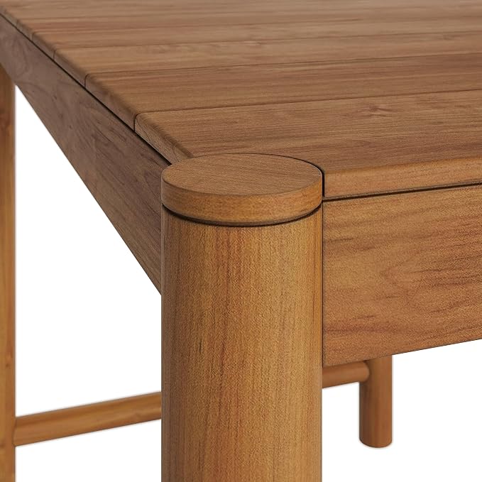 Modway Eleni 56-Inch Outdoor Teak Wood Bar Table in Natural – Rectangular Patio Bar Table with Slatted Top for Patios, Decks, Or Gardens
