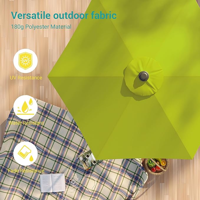 7.5ft Outdoor Umbrella Patio Umbrella,2-Year-Non-Fading,Table Market Patio Umbrella with Push Button Tilt and Crank,for Pool, Deck, Garden,Backyard