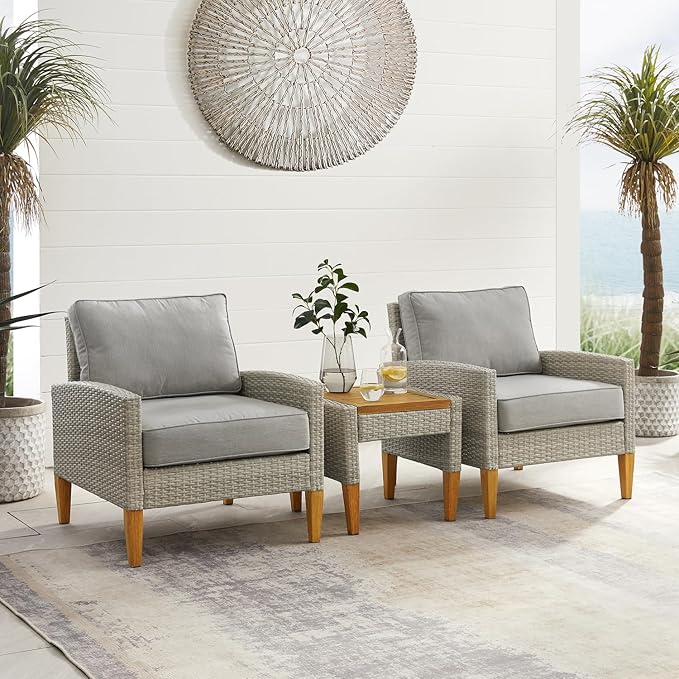 Maykoosh Outdoor Chair Set 3 Piece Patio Conversation Set with Table & Cushions