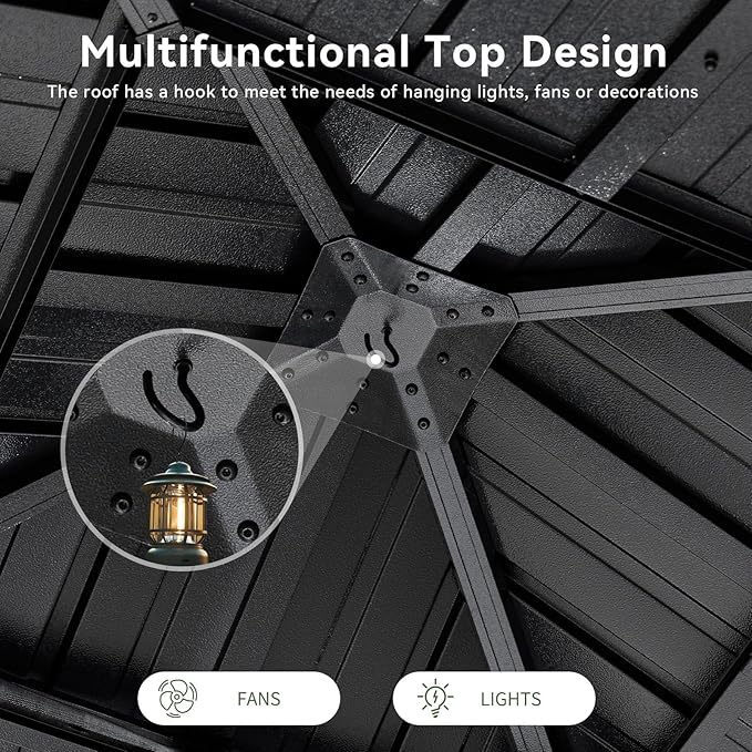 Aoxun 8x8 Hardtop Gazebo, Aluminum Frame Outdoor Gazebo with Double Galvanized Steel Roof, Patio Pavilion with Netting and Curtains, Backyard Gazebo for Patio Deck Garden