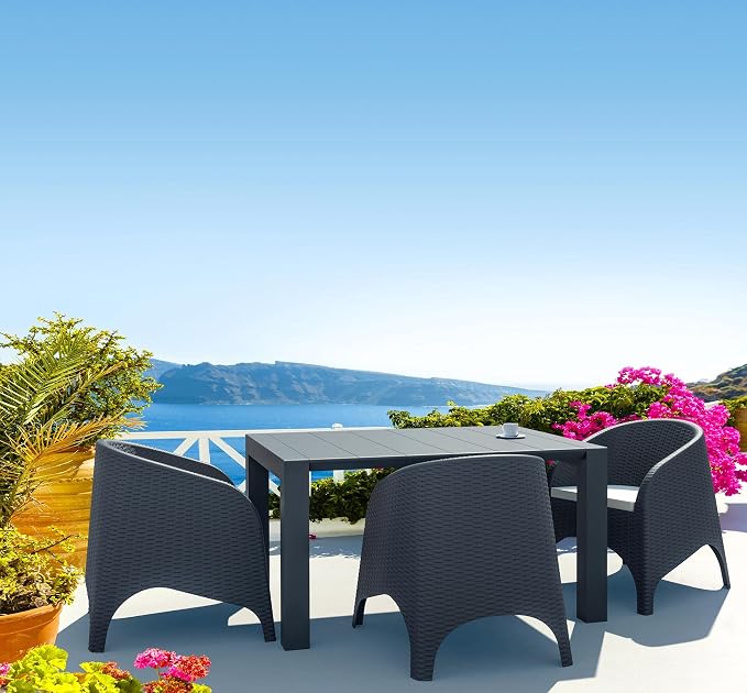 Compamia Vegas 118" Extendable Patio Dining Table in Dark Gray, Commercial Grade