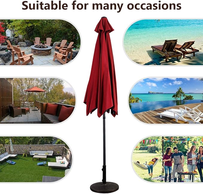 Giantex 9ft Patio Umbrella Outdoor, Market Table Umbrella w/Push Button Tilt and Crank, 180G Polyester Fabric and Sturdy Ribs, Sun Canopy Umbrellas for Patio Garden Beach Deck Pool