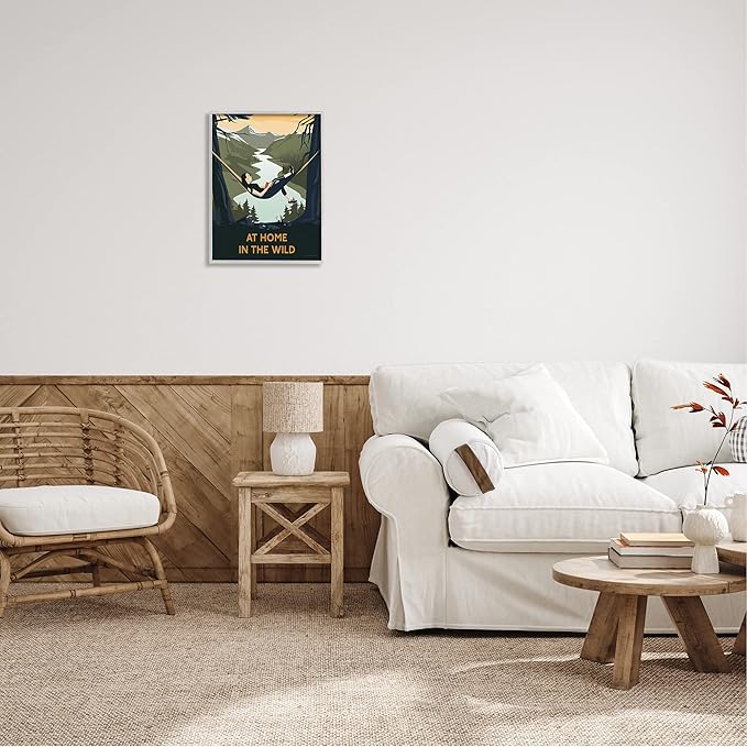 Stupell Industries Home In Wild Mountainside River Landscape Hammock Girl, Design by Omar Escalante