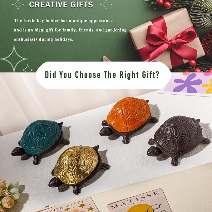 Ionela Turtle Key hiders Outside Garden Hide a Key, Brown | Decorative Hidden Key Holder for Outside, Discreet Hide a Key Rock Alternative, Outdoor Spare Key Storage Box for Garden.
