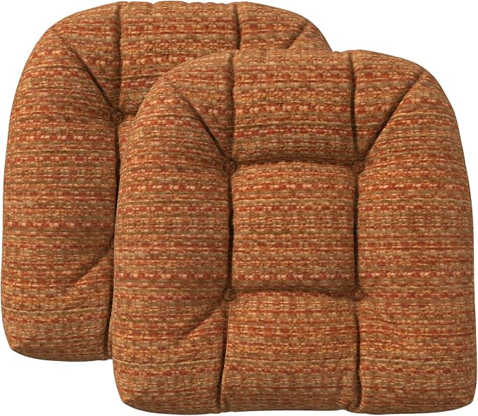 RSH DECOR: Sunbrella Tufted Wicker U-Shape Cushions Set of 2 | 22” x 22” | Outdoor Seat Cushions for Patio Furniture| Crafted with Sunbrella Performance Fabric | Made in USA (Simone Sinnabar)