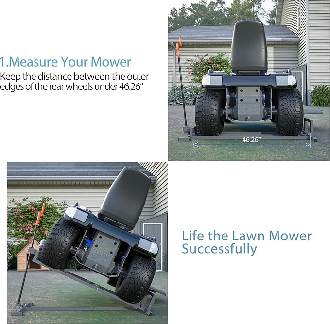 Ride on Lawn Mower Jack Lift, Telescopic Maintenance Jack for Lawn Mowers and Garden Tractors, Weight Capacity 880 Lbs, Lawn Mower Lift with Crank Handle & Power Tool Handle, Easy to Use (Grey)
