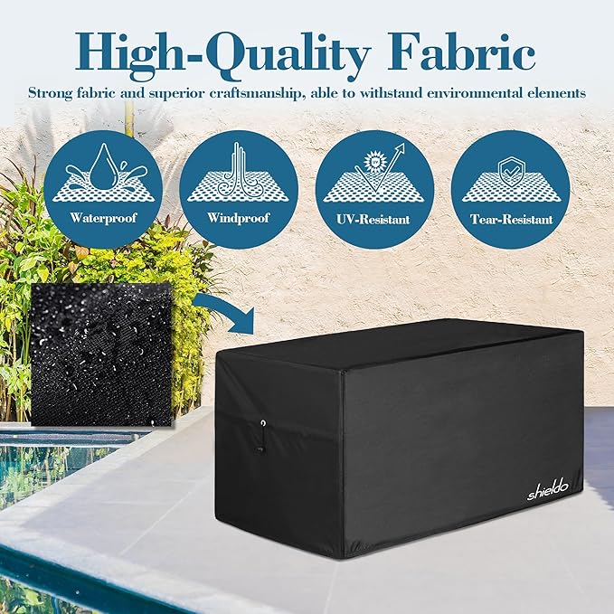 Deck Box Cover- Heavy Duty 600D Polyester Oxford,100% Waterproof Deck Box Cover 63" L x 30" W x 28" H