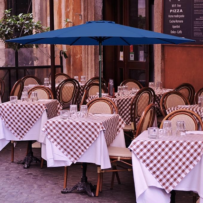 YSSOA 2 Pack 7.5' Patio Umbrella Outdoor Table Market Yard Umbrella with 6 Sturdy Ribs, Blue