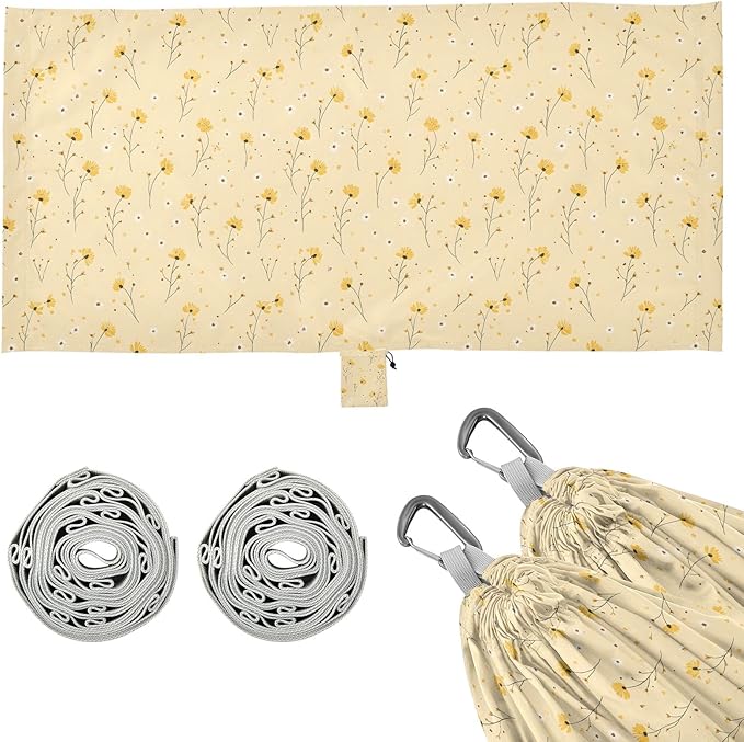 Camping Hammock Outdoor Hammocks for Outside Little Flower Yellow Beach Trees Portable Lightweight with Pockets Tree Straps Indoor