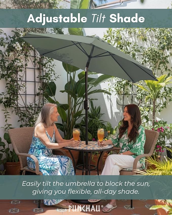 6 Ft Outdoor Patio Umbrella, Easy Open/Close Crank and Push Button Tilt Adjustment - Olive Market Umbrellas