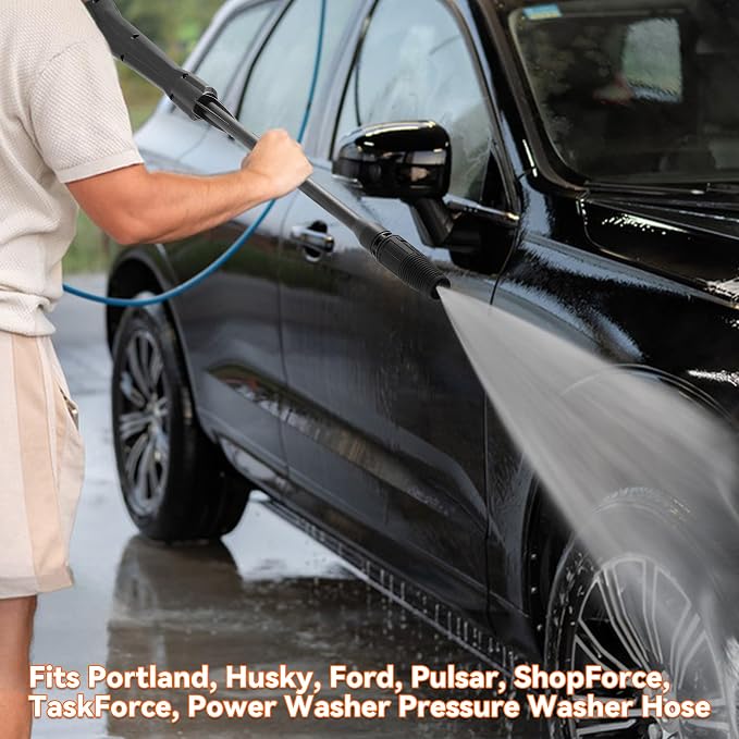 High Pressure Washer Gun Kit with Nozzle Wand, Locking Hose Design & Safety Trigger–Compatible with Portland Pulsar Powerwasher Taskforce Taskmaster ShopForce Electric Pressure Washers